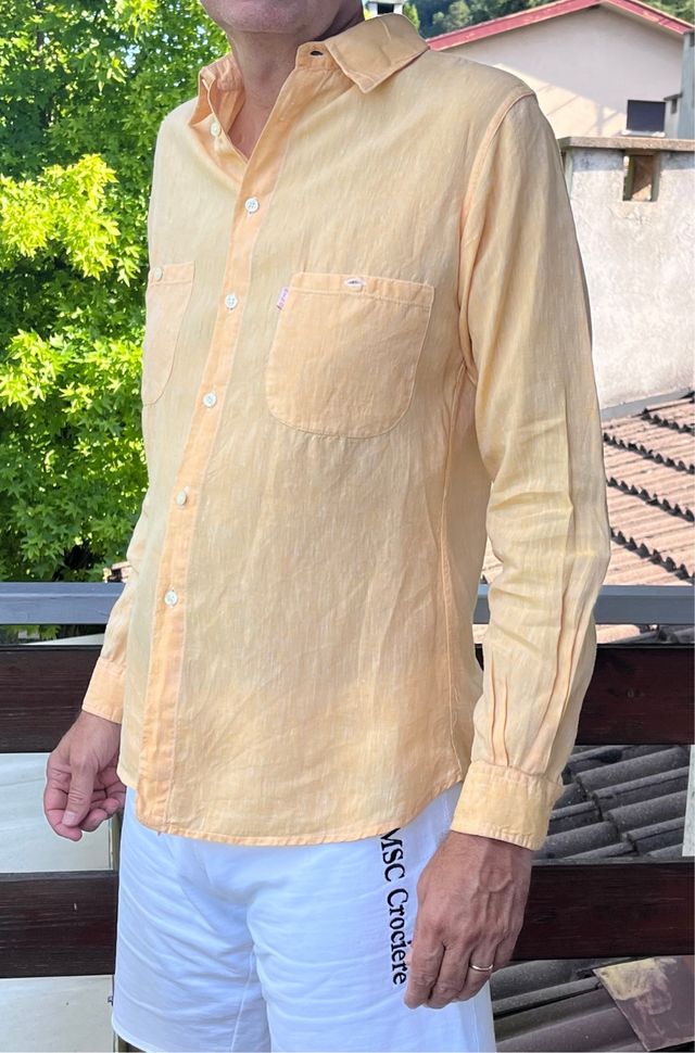 Camicia lino uomo - Arancio chiaro