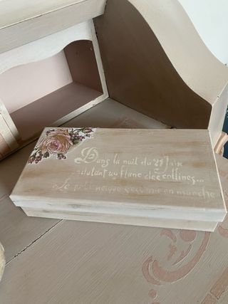 Scatola shabby chic beige in legno
