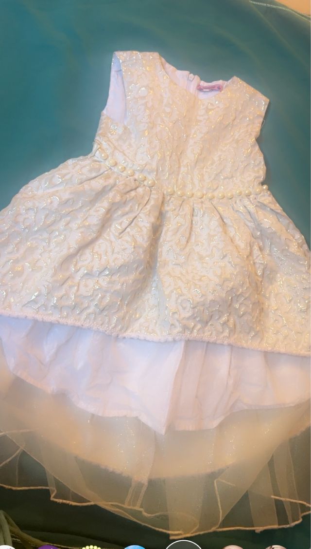 Vestido niña blanco perla