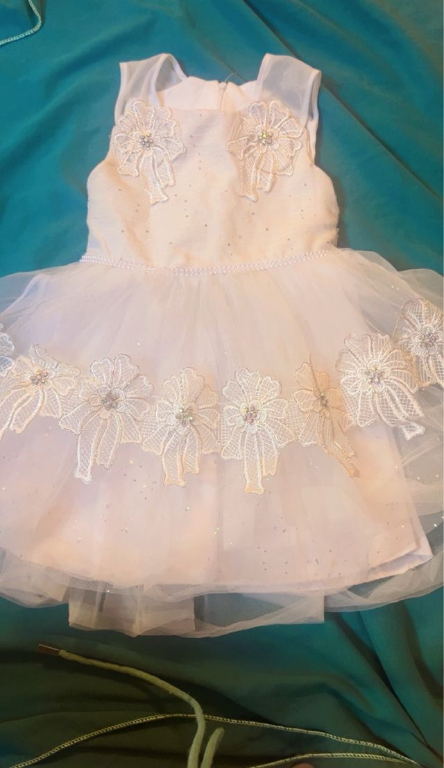 Vestido niña flores blanco talla 2/3 ańos