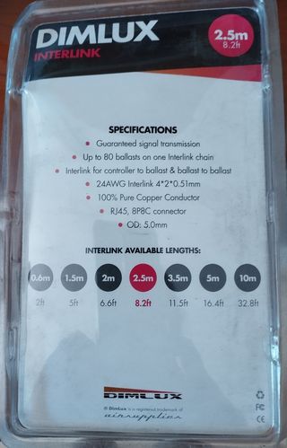 Cable DIMLUX Interlink Ethernet 2m y 2,5m. 10 unid