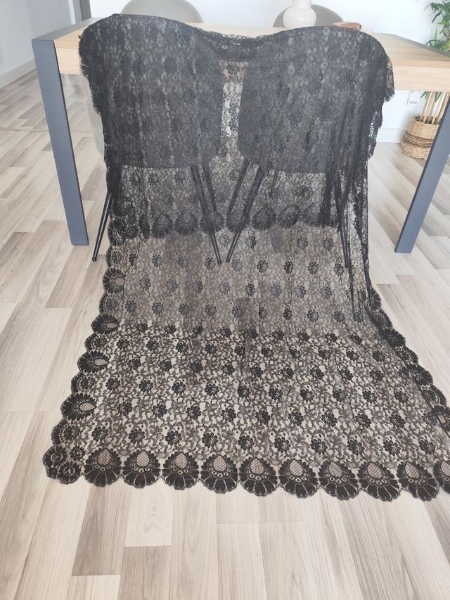 Mantilla Fallera Negra - Talla única