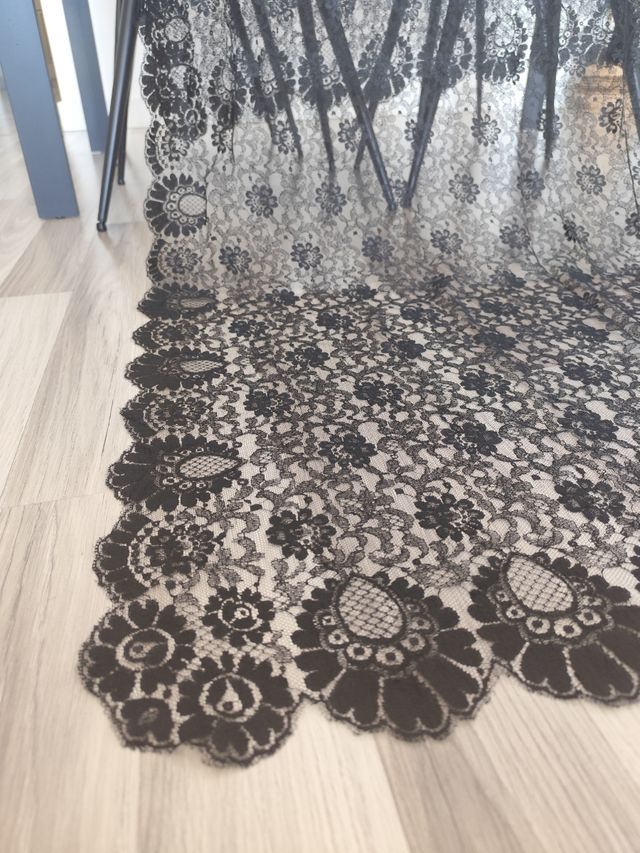 Mantilla Fallera Negra - Talla única