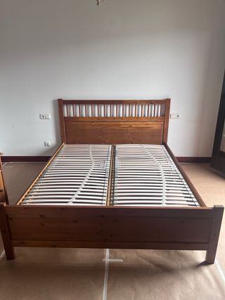 Cama madera 160cm - 2 somieres electricos