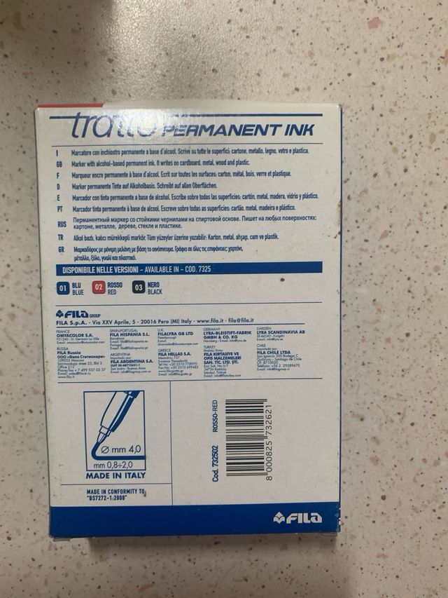 12 Pennarelli Fila Tratto - Inchiostro Permanente