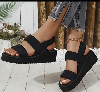 Sandalias negras verano mujer