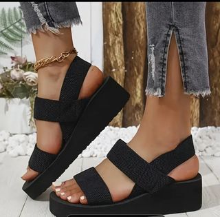 Sandalias negras verano mujer