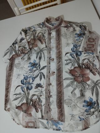 Camicia vintage uomo manica corta beige/marrone