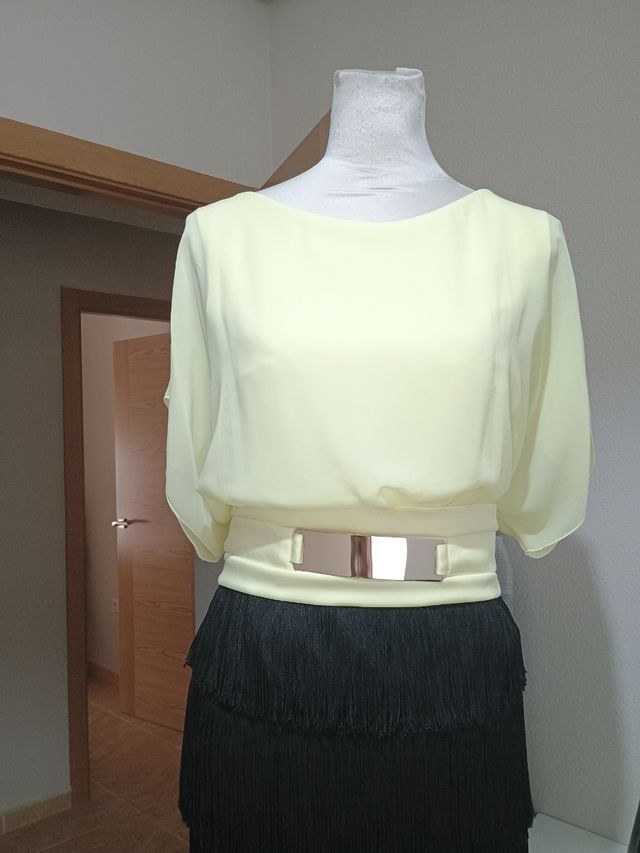 Vestido fiesta negro y amarillo