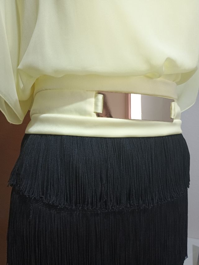 Vestido fiesta negro y amarillo