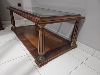 Mesa centro madera cristal