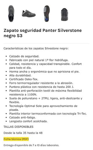 Zapatos seguridad PANTER S3 - 45