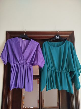 2 blusas: Lila y Verde azulado