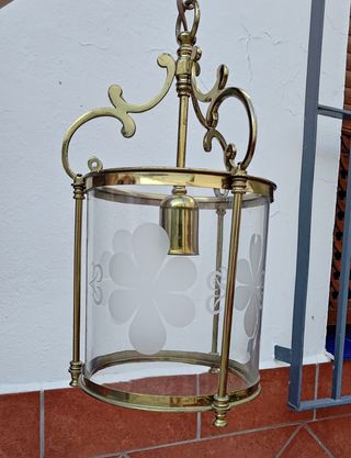 Lámpara colgante vintage metal dorada