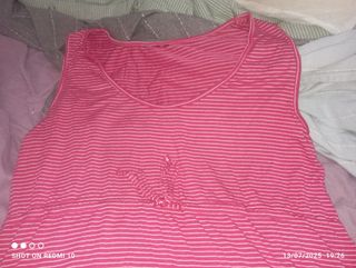 Camiseta rayas rosa-blanca