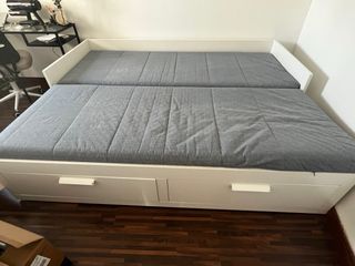Cama diván con cajones - Blanca y Gris
