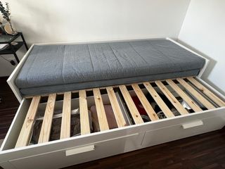 Cama diván con cajones - Blanca y Gris