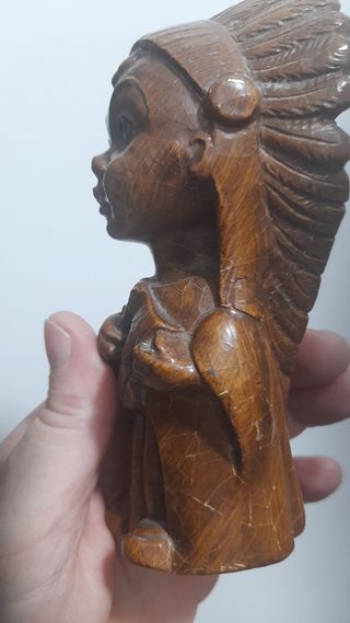 Statuina Indiano legno vintage