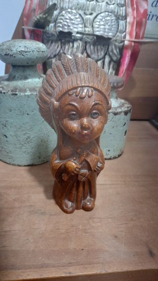 Statuina Indiano legno vintage