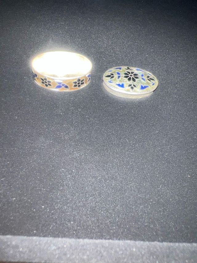 Portarosette argentato smaltato con fiori