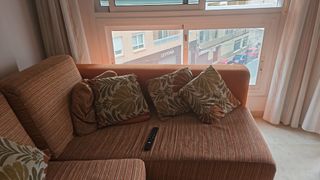 Sofá rinconera marrón-naranja