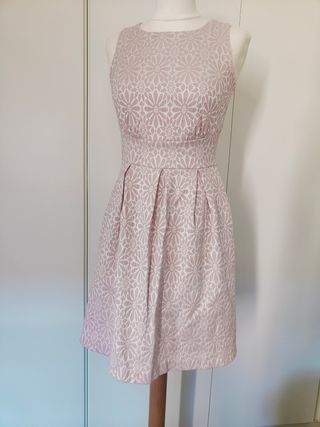 Vestido estilo años 50 rosa crema S 36 cóctel 
