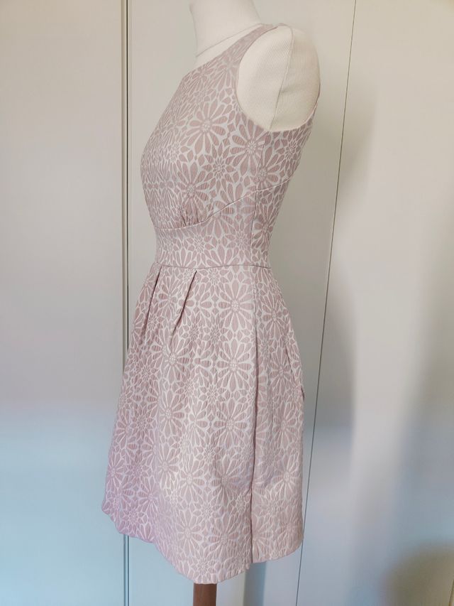 Vestido estilo años 50 rosa crema S 36 cóctel 