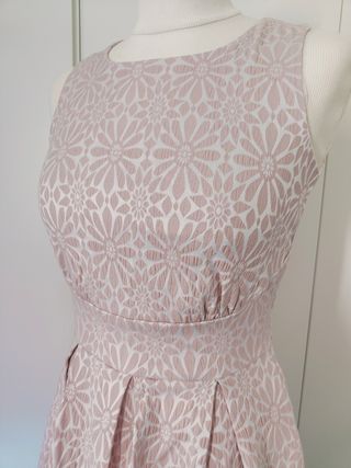 Vestido estilo años 50 rosa crema S 36 cóctel 