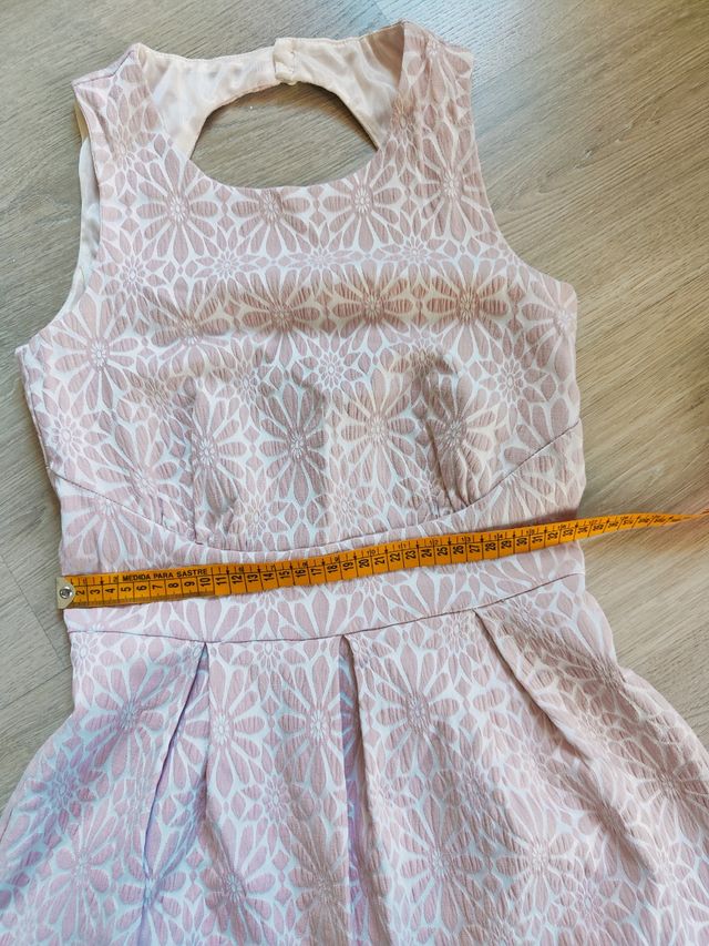 Vestido estilo años 50 rosa crema S 36 cóctel 