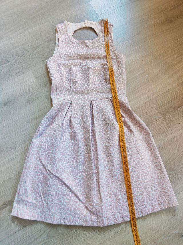 Vestido estilo años 50 rosa crema S 36 cóctel 