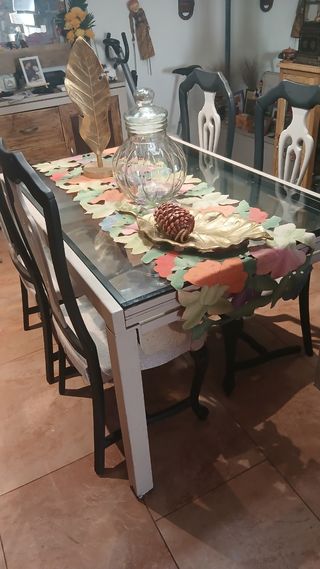 Mesa cristal 6 sillas