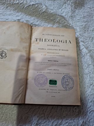 Libro antiguo. Teología dogmática.  Latín. 1880