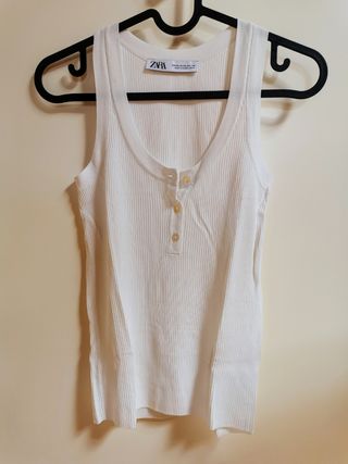 Canotta Zara bianca a coste