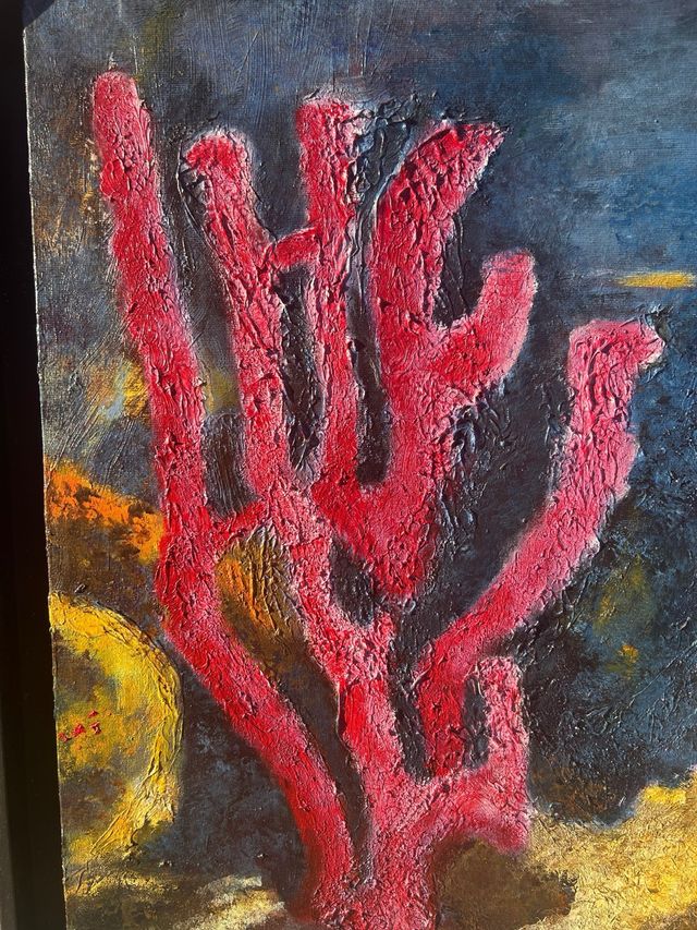 Óleo coral marino, marco negro