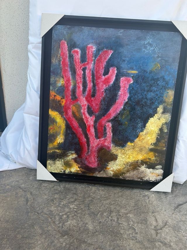 Óleo coral marino, marco negro