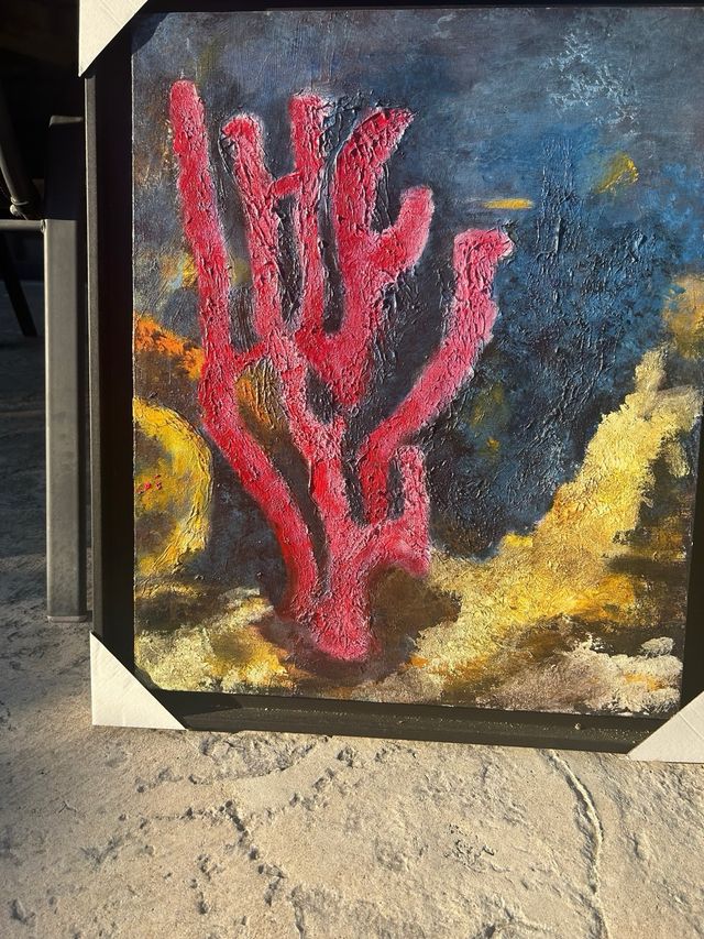 Óleo coral marino, marco negro