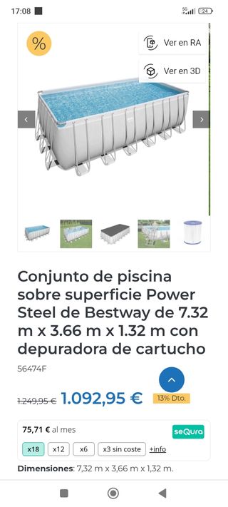 Piscina Bestway 7.30x3.80m