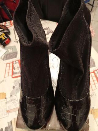 Botines negros mujer tacón cuña