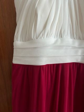 Vestido fiesta rosa fucsia oscuro y blanco