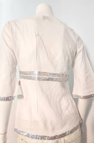 Blusón ibicenco blanco y plata - Talla S