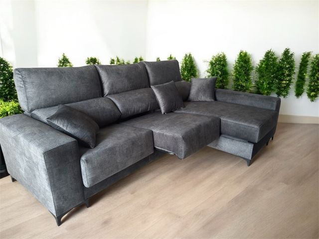 Sofá chaise longue terciopelo gris