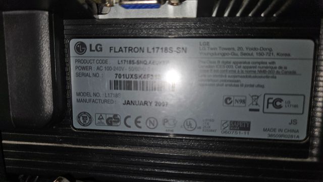 Monitor LG Flatron L1718S - Plata