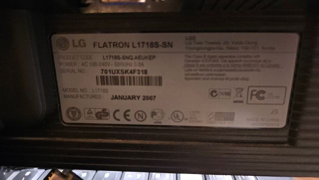 Monitor LG Flatron L1718S - Plata