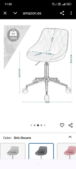 Silla terciopelo gris - Oficina