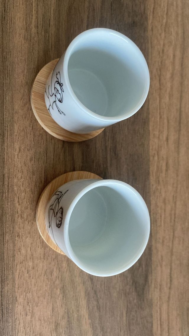 Juego tazas de té pareja con posavasos