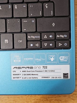 Netbook Acer Aspire One 722 nuevo