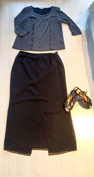 Conjunto fiesta talla L - Negro y Plata