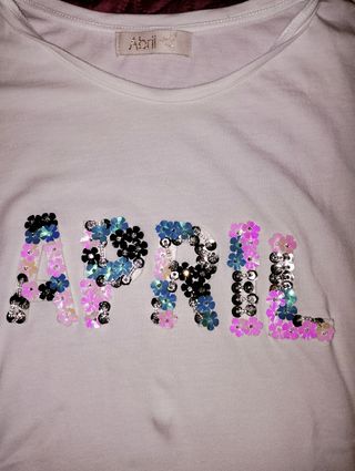 Camiseta April blanca lentejuelas