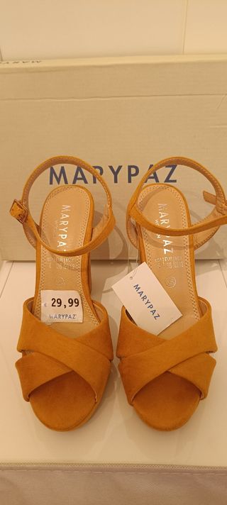 MARYPAZ - Zapatos tacón mostaza 36
