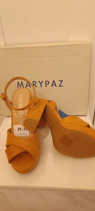 MARYPAZ - Zapatos tacón mostaza 36